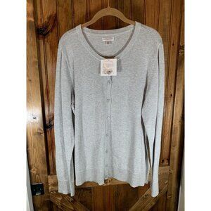Craft & Barrow Women's Cardigan Sweater Button Up Gray Glitter XL